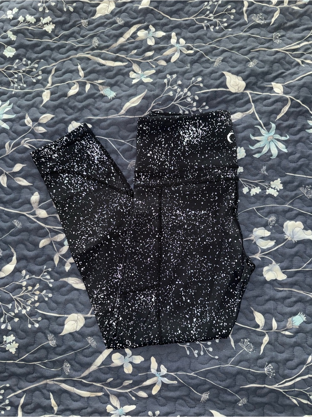 ZYIA Black Leggings with White Splatter Print
